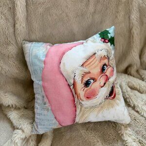 Pink Santa Claus Pillow Square Holiday Christmas decor pillow
